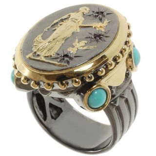 Michael Valitutti Two tone Turquoise and Ruby Ring