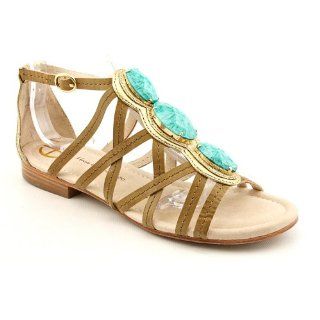 Silver Ankle Strap Sandal, Gold/Rame/Turquoise, 6.5 M US Shoes