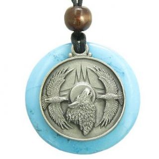 Amulet Howling Wolf Eagles Magic Medallion Circle