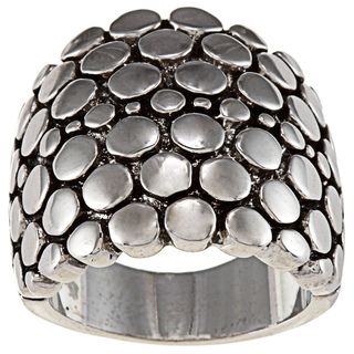 City Style Silvertone Pebble Dome Fashion Ring