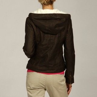 Bernardo Womens Dark Brown Faux Fur lined Hood Jacket FINAL SALE