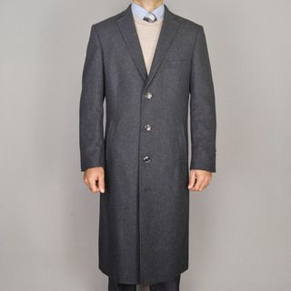 Mantoni Mens Charcoal Wool Overcoat