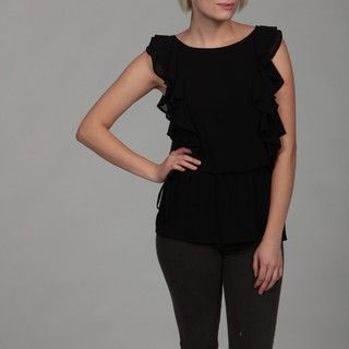 Dylan & Rose Juniors Black Ruffle Cinched Top