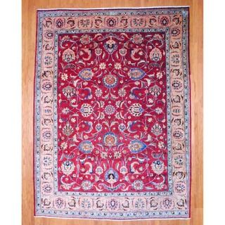Persian Hand knotted Tabriz Red/ Salmon Wool Rug (99 x 133