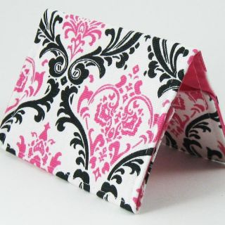 Gracie Designs Black, White and Hot Pink Damask Business Card Case