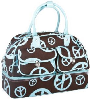 Brown Peace Sign Bowling Bag Style Duffle Bag   Turquoise