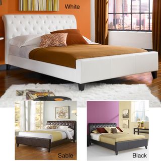 Omnia synthetic leather queen size tufted platform bed
