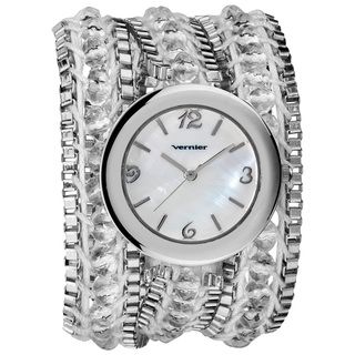 Vernier Womens Fashion Triple Wrap Bead and Chain Quartz Watch