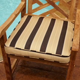 Clara Brown/ Gold 20 inch Square Outdoor Sunbrella Chair Cushion