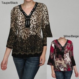 Signature by Larry Levine Womens Embellished Top