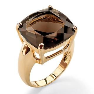 Angelina DAndrea 14k Goldplated Faceted Smokey Quartz Ring