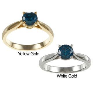 14k Gold 3/4ct TDW Blue Diamond Solitaire Ring