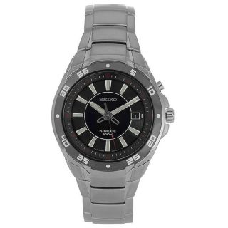 Seiko Mens Kinetic Black Dial Stainless Steel Watch