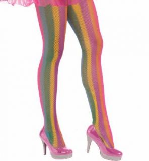 Circus Sweetie Rainbow Striped Fishnet Pantyhose   Adult