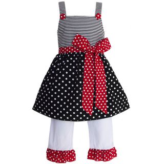 AnnLoren Girls Polka Dots & Stripes Outfit