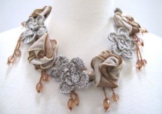Elizabeth Floral Crocheted Organza Beaded Soft Jewelry
