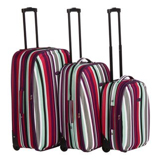Chicane 3 piece Striped Expandable Hardside Luggage Set