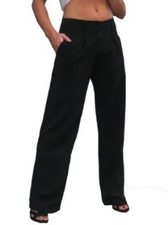 (1272) Wide Leg Smart Soft City Trousers Black Clothing