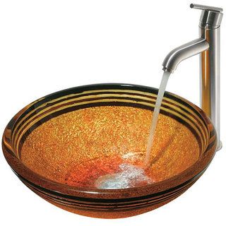 Vigo Tangerine Glass Vessel Sink/ Faucet/ Drain Set