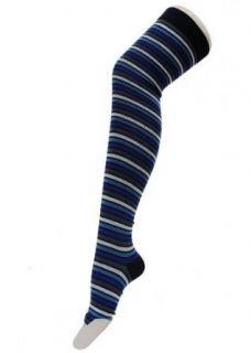 Navy Stripe Thigh High Socks Clothing