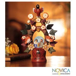 Ceramic Christmas Tree of Life Nativity Scene Figurine (Peru