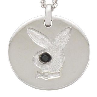 Playboy Sterling Silver Black Diamond Accent Bunny Necklace