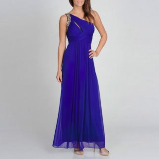 Ignite Evenings Womens Royal Blue One shoulder Evening Gown