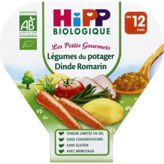 PLATS PREPARES SALES HIPP Assiette Légumes potage Dinde   Dès 12