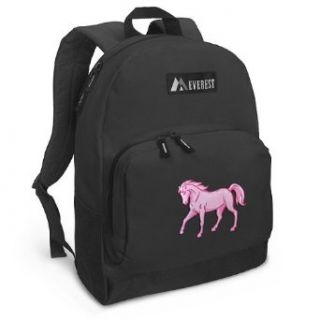 Pink Horse Backpack Black Horses for Travel or School Bags