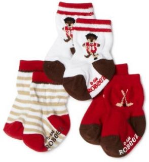 Robeez Baby boys Infant 3 Pack Hockey Walrus Socks, Red