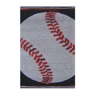 Hand carved Alexa Kids Grey/ Ivory Baseball Play Wool Rug (36 x 56