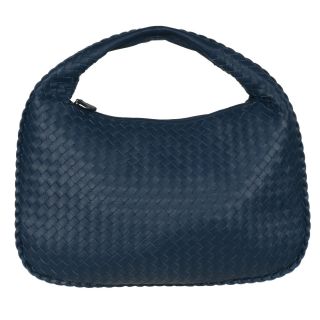 Bottega Veneta Small Navy Blue Leather Hobo Bag