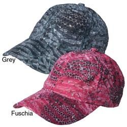 Journee Collection Womens Snake Print and Sequin Accent Baseball Cap