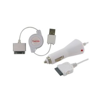 Eforcity Car Charger and Retractable USB Cable for iPhone/ iPod