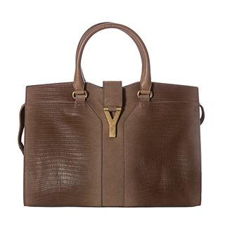 Yves Saint Laurent Cabas ChYc Medium Tan Embossed Leather Tote Bag