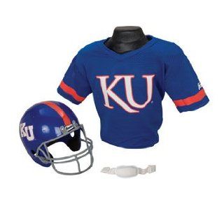 Kansas Jayhawks KU NCAA Football Helmet & Jersey Top Set