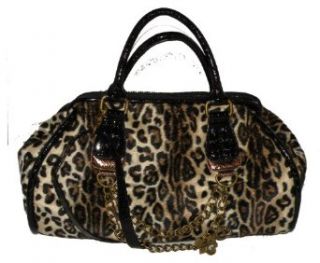 Dereon Mogul Frame Snow Leopard Fur Tote Handbag Clothing