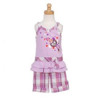Purple Plaid Glitter Heart Ruffle Outfit Baby Girls 3T