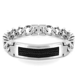 Stainless Steel Black Cable ID Bracelet