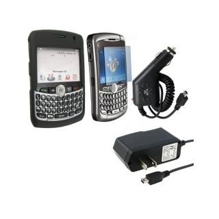 Eforcity Black Case/ Film/ Car/ Home Chargers for Blackberry 8330