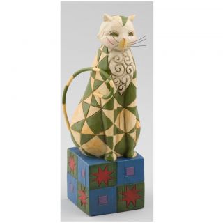 Jim Shore Green Star Cat Figurine