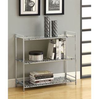Chrome Metal 30 inch Etagere with Zebra Tempered Glass
