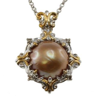 Michael Valitutti Two tone Gold Mabe Pearl and Champagne Diamond