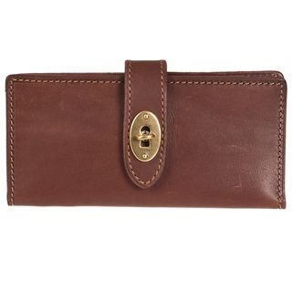 Fossil Womens Austin Brown Leather Bi fold Checkbook Wallet