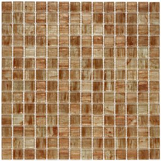 SomerTile 12x12 in Cuivre 1 in Tan Gold Translucent Glass Mosaic Tile