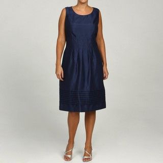 Eliza J Womens Plus Size Navy Pleated Dress