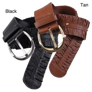 Chinese Laundry Womens Brushed Buckle Ruched Detail Belt