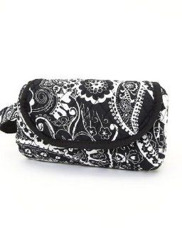 Floral Paisley Cosmetic bag with Flap Cclosure (Black/White) Shoes
