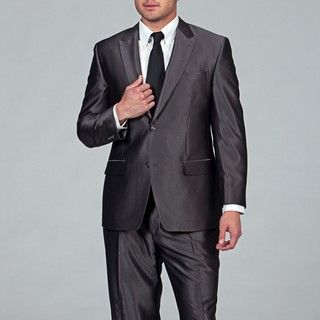 Sean John Mens Grey Stripe 2 button Suit