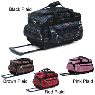 CalPak Champ Plaid 21 Inch Carry On Rolling Upright Duffel Bag